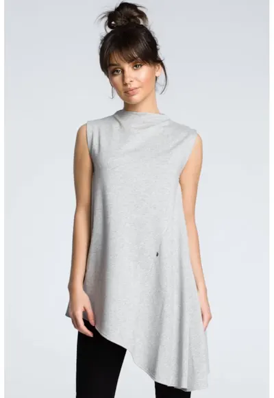 Bluza asimetrica fara maneci - - Gri
