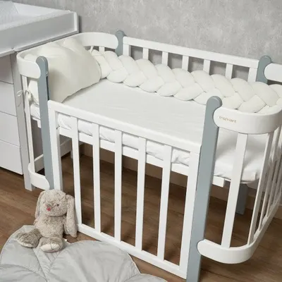 Protectie laterala ivory impletita Twins tip cosita, cu 3 fire 200 cm