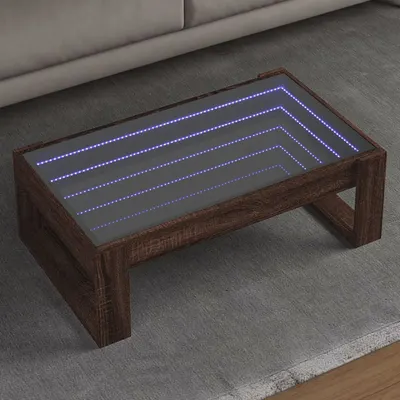 Gossi masuta de cafea cu led infinity, stejar maro, 90x53x30 cm