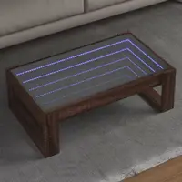 Gossi masuta de cafea cu led infinity, stejar maro, 90x53x30 cm