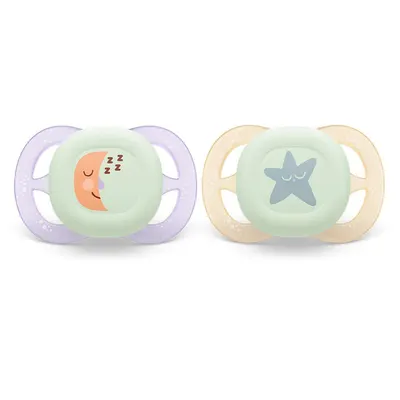 Set 2 suzete silicon Avent Ultra Start Night 0-2 luni Moon Star Fetite
