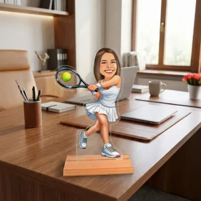 Caricatura pentru tenismena - Statueta Personalizata tip Trofeu