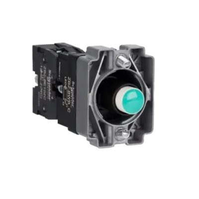 Bloc luminos cu corp si element de fixare, Easy Harmony XB2, metal, verde, bulb 24V DC LED, 24V AC/DC, 1NC