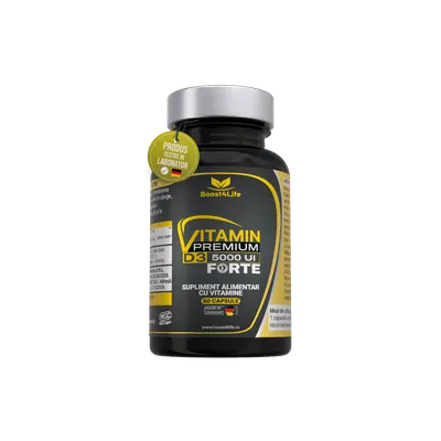 Vitamina D3 Premium Forte 5000 UI, 60 capsule moi, Boost4Life