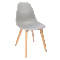 Scaun dining ADA, Jumi, din plastic gri și picioare lemn de fag