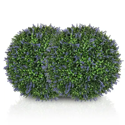 HOMCOM Set de 2 Plante Artificiale Sferice cu Flori de Lavandă, Ø42 cm, Violet | Aosom Romania