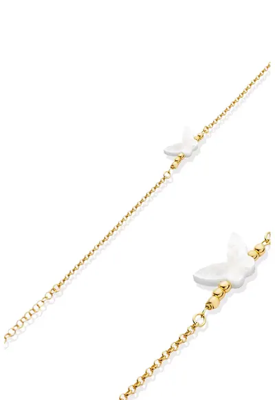 Bratara din argint 925 cu element Mother of Pearl - Alb/Auriu