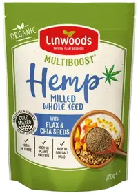 Amestec organic de semințe de cânepă măcinate la rece cu in și chia, 200 g, Linwoods