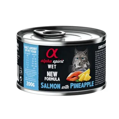 Hrană umedă Premium pentru pisică Alpha Spirit, cu somon și ananas, Pachet 4 X 200 g