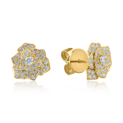Cercei florali din aur galben cu diamante de 0.54ct