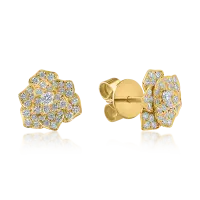 Cercei florali din aur galben cu diamante de 0.54ct