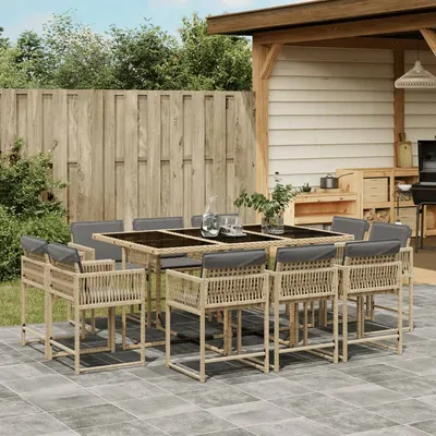 Gossi set mobilier gradina cu perne, 11 piese bej combinat poliratan