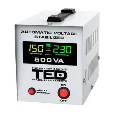Stabilizator tensiune 500VA 300W AVR cu LCD, TED