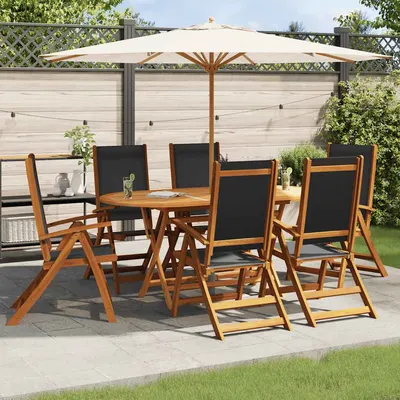 vidaXL Set mobilier de exterior, 7 piese, lemn masiv de acacia