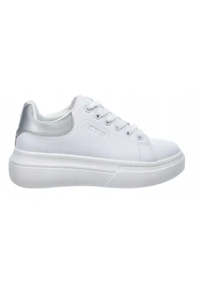 Pantofi de dama piele ecologica - SS247245 - tenisi albi cu platforma - Alb