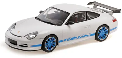 Model colecționabil MINICHAMPS Contemporary: Automobile - Porsche 911 GT3 RS, 2002, White W/Blue Stripes