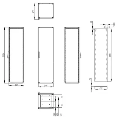 Dulap inseriabil cu 1 usa IP55 I=2200 L=600 A=600 mm