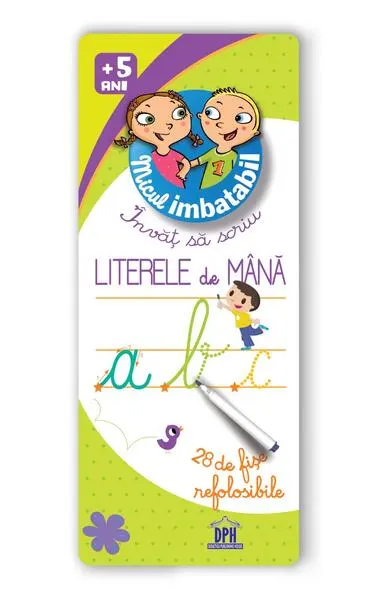 Micul imbatabil. Scrie și șterge. Învăț să scriu literele de mână (28 de fișe refolosibile + pix) - Board book - ***