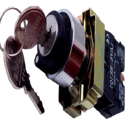 Selector cu cheie 0-1 REV (selector+ etrier+1ND), negru