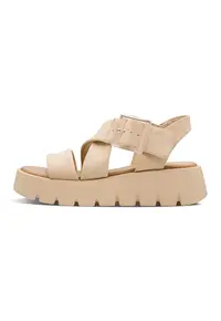 Sandale flatform cu catarama - Maro nisip