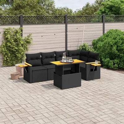 Gossi set mobilier de gradina cu perne, 6 piese, negru, poliratan