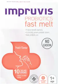 Probiotice Fast Melt cu aroma de piersica, 10 plicuri, Impruvis