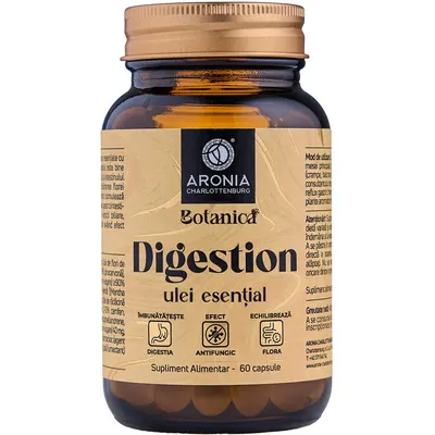 Digestion - Capsule cu 6 Uleiuri Esentiale pentru Digestie, Flora Intestinala si Confort dupa Masa 60cps