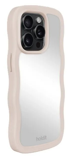 Husă Holdit - Wavy, iPhone 14 Pro, Light Beige/Mirror