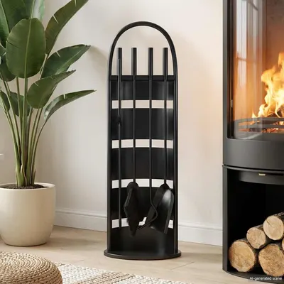 vidaXL Set scule pentru șemineu, 5 piese, 23x15x66 cm, oțel