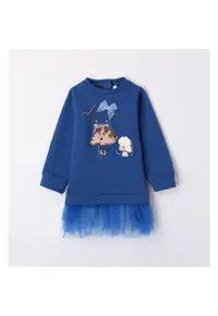 Rochie cu imprimeu si tull pentru fetite - 0.7363 - Albastru