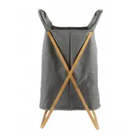 Coș pliabil Jumi, din bambus, pentru depozitare/rufe, 40×38×70 cm, gri cu nuanțe de lemn
