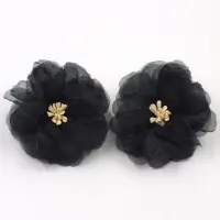 Cercei statement floare din voal negru