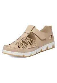 Pantofi dama bej - piele naturala - inchidere velcro - design elegant