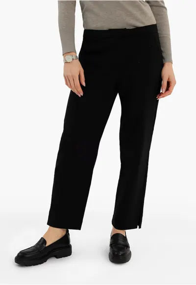 Pantaloni drepti dama - Regular Fit - picior cu musca scurta - R-Sami - negru - Negru