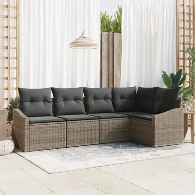 Gossi set de 5 piese pentru gradina cu perne gri ratan poli