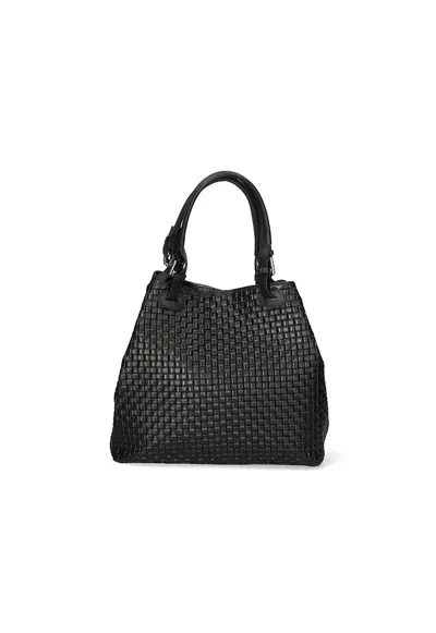 Geanta hobo din piele cu aspect tesut - Negru
