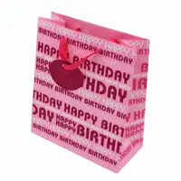 Punga hartie L Pink Bday Glitter