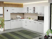 Mobila Bucatarie alba Sofi pe colt - 82 - 180/340 cm