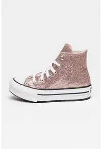 Tenisi mid-cut cu model stralucitor Chuck Taylor All Star - Roz prafuit