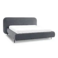 Pat matrimonial albastru tapițat cu spațiu de depozitare cu somieră 180x200 cm Pointt – ELTAP