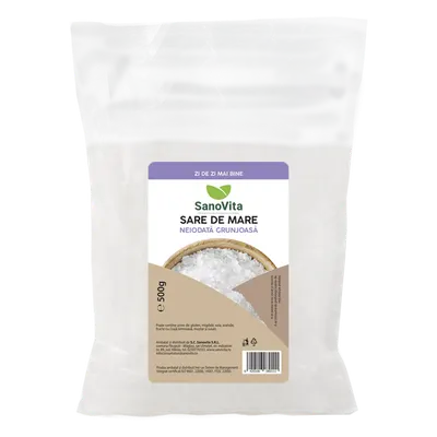Sare de mare grunjoasa neiodata, 500g, SanoVita
