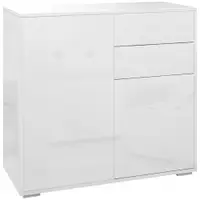HOMCOM Comodă Elegantă cu Deschidere Touch, 2 Dulapuri și 2 Sertare, pentru Living și Dormitor, 79x36x74cm, Alb Lucios | Aosom Romania