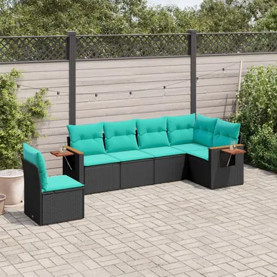 Gossi set canapele de gradina cu perne, 6 piese, negru, poliratan