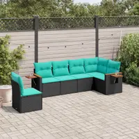 Gossi set canapele de gradina cu perne, 6 piese, negru, poliratan
