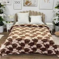 Patura pufoasa cocolino 200x230cm, 240g/mp, Bej, Maro, Frunze