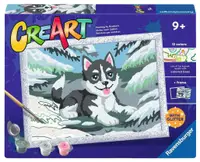 Set de pictură pe numere Ravensburger CreArt - Husky de zăpadă