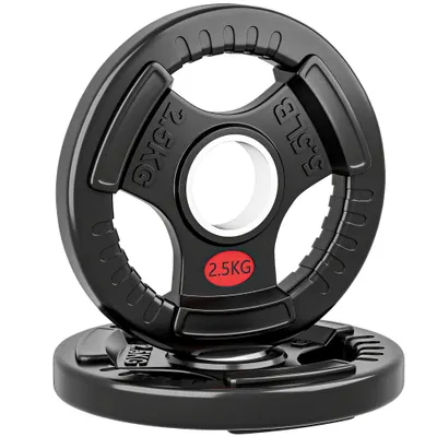 SPORTNOW Set Discuri de Greutate 2x2.5kg cu Gaură de 5cm și 3 Mânere din Oțel și Plastic | Aosom Romania