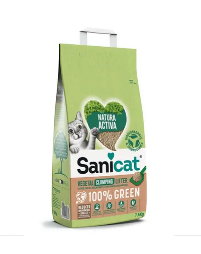 SANICAT Natura Activa 100% Green 7,5 kg nisip vegetal aglomerant pisici