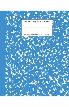 Marbled Composition Notebook: Blue Marble Wide Ruled Paper Subject Book