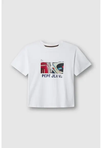 Tricou de bumba cu imprimeu - Alb optic/Rosu vermillion/Bleumarin
